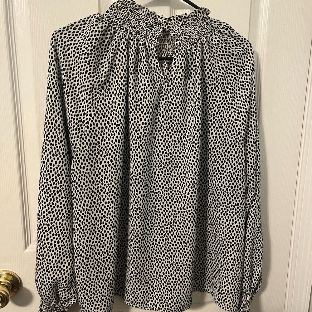 Nine West Black and White Polka Dot Blouse